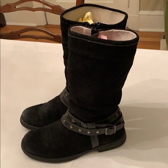 Girl’s Black Suede Boots Size 4 - Picture 1 of 4